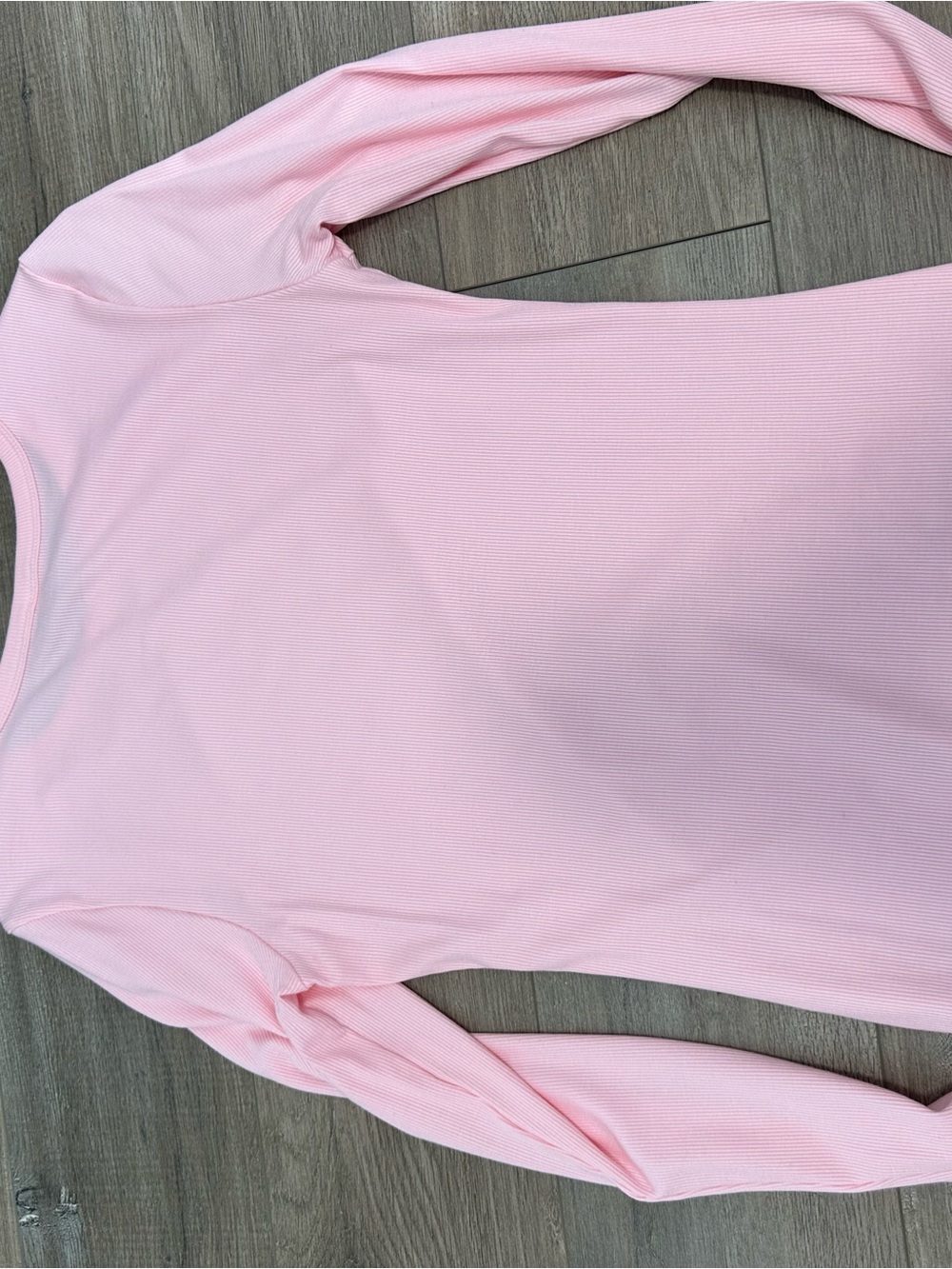 Amazon Women's Long Sleeve Ribbed Tee - Light Pink - Picture 3 of 3